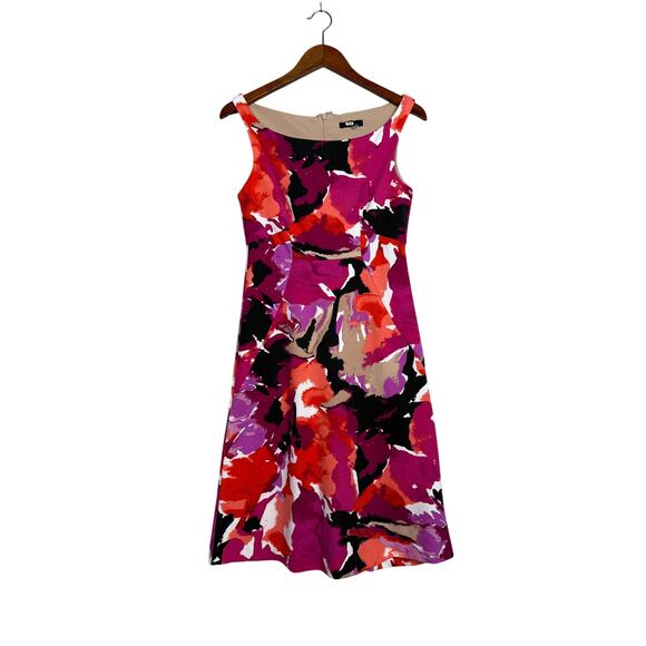 Trina Turk Robles Watercolor Art Sleeveless Halter Style Mini Dress 2 Pink Black - Picture 12 of 15